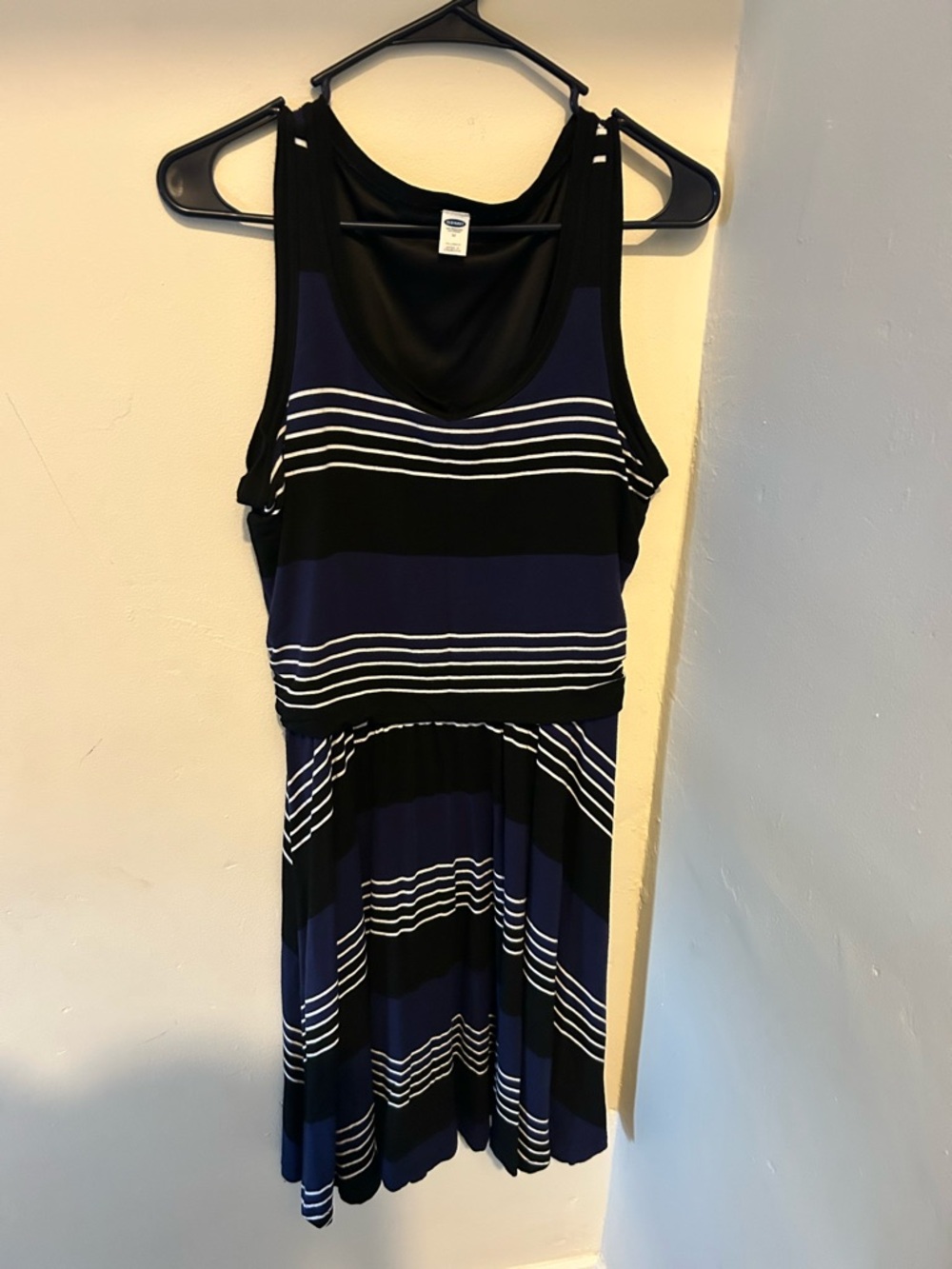 Old Navy Navy, Black and White Striped Midi Dress